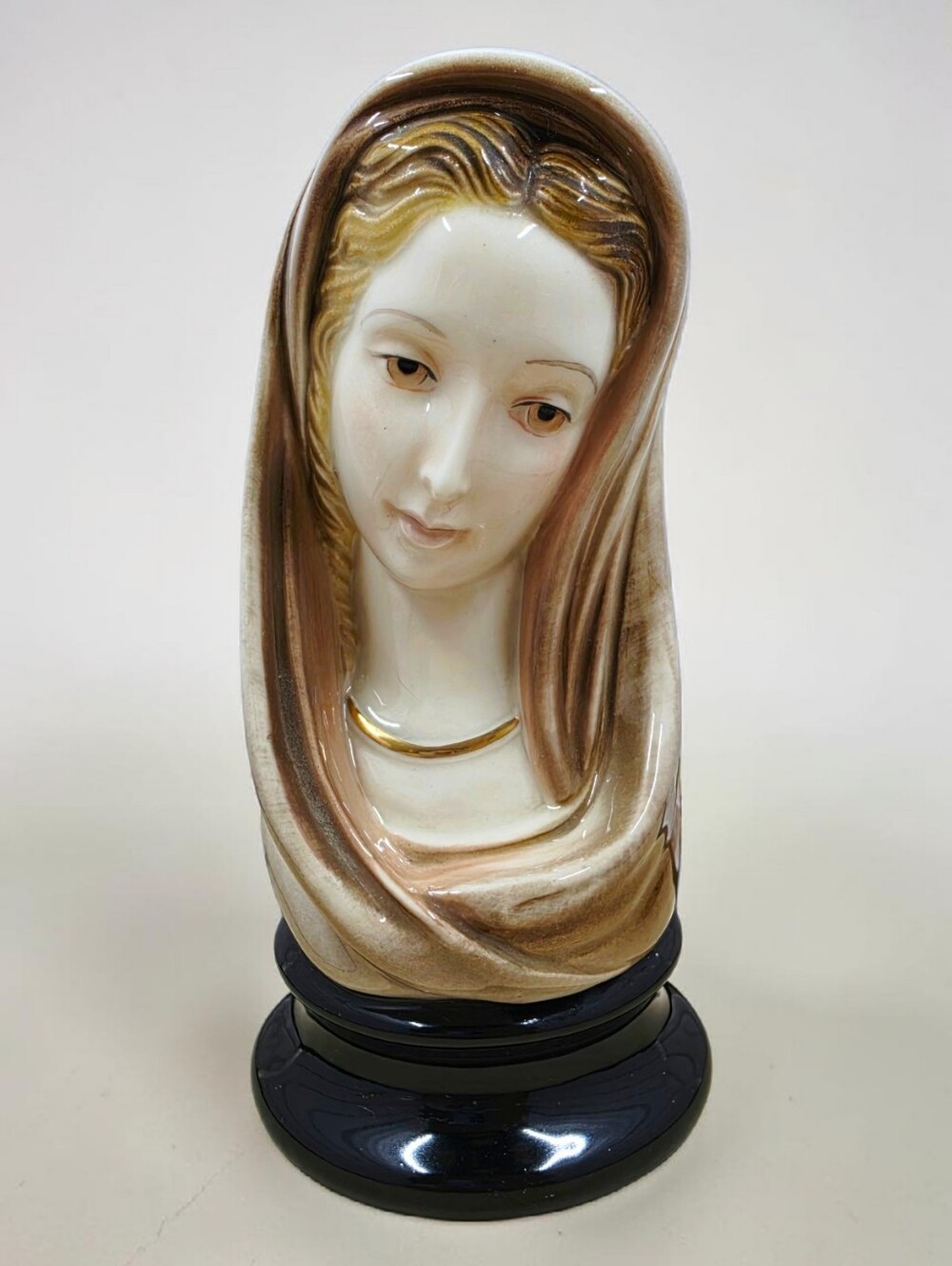 Cybis Glazed Cypia Sepia Brown Porcelain Madonna Bust 1950s Signed Vintage